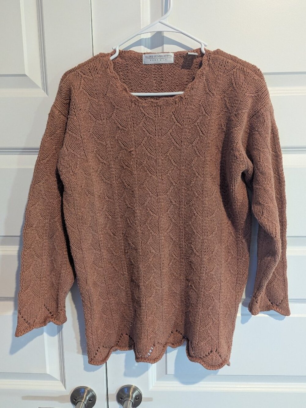 Valerie Stevens Petites - Pure Silk Brown Cable Knit Sweater - MP